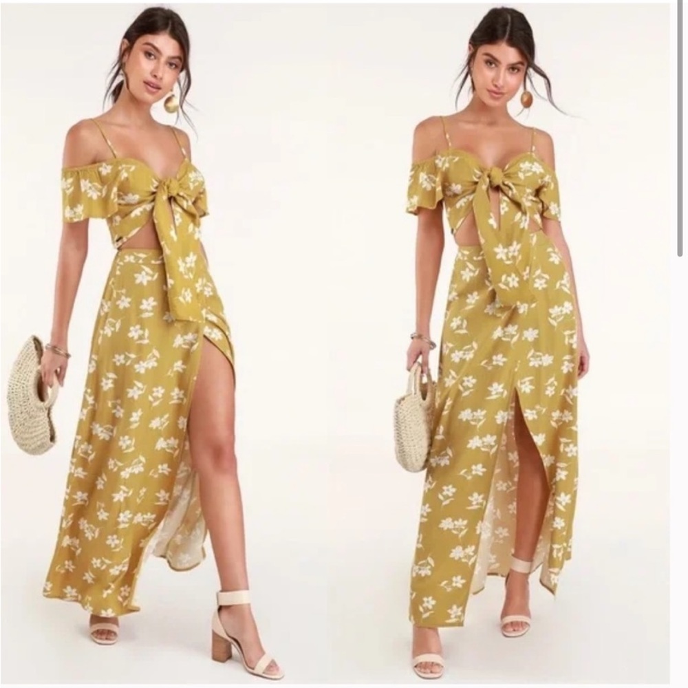 Billabong x Sincerely Jules High Heights Yellow Floral Print Maxi Set